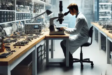 técnico trabajando en la reparación avanzada celulares