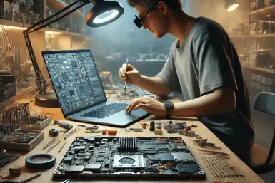 técnico en la reparación de laptops